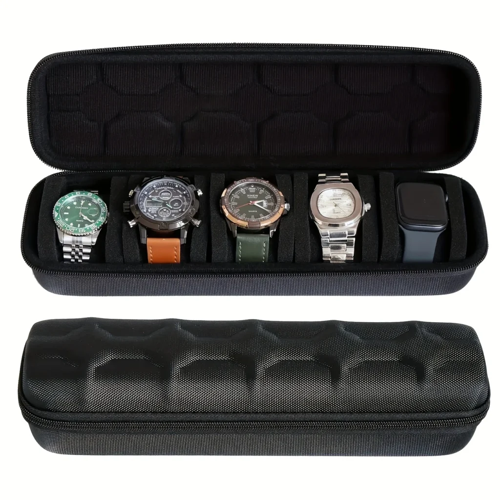 Waterproof 6-Slot Travel Watch Case – Zippered EVA Organizer