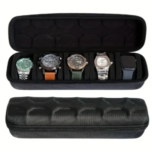 Waterproof 6-Slot Travel Watch Case – Zippered EVA Organizer
