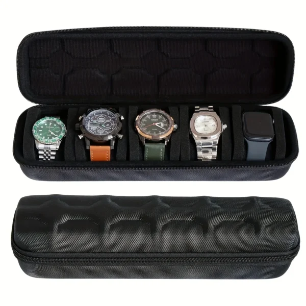 Waterproof 6-Slot Travel Watch Case – Zippered EVA Organizer