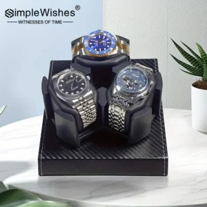 Triple Watch Winder with Quiet Motor & Leather Case – USB Powered