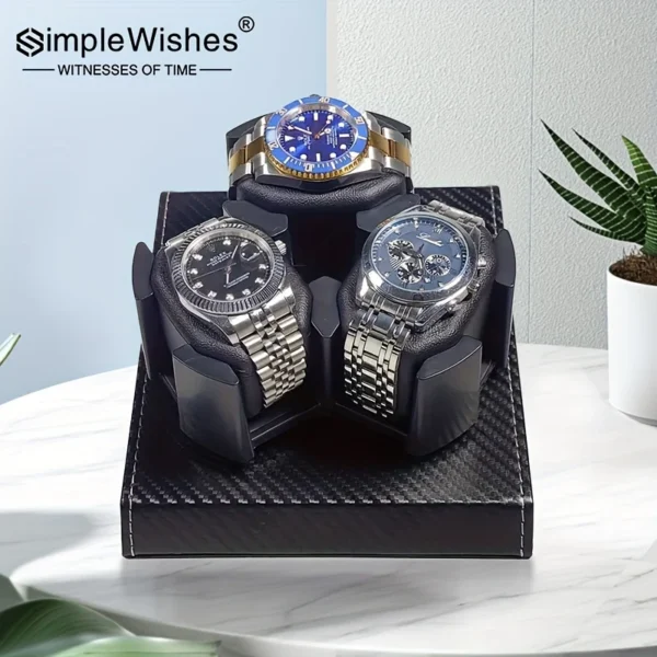 Triple Watch Winder with Quiet Motor & Leather Case – USB Powered