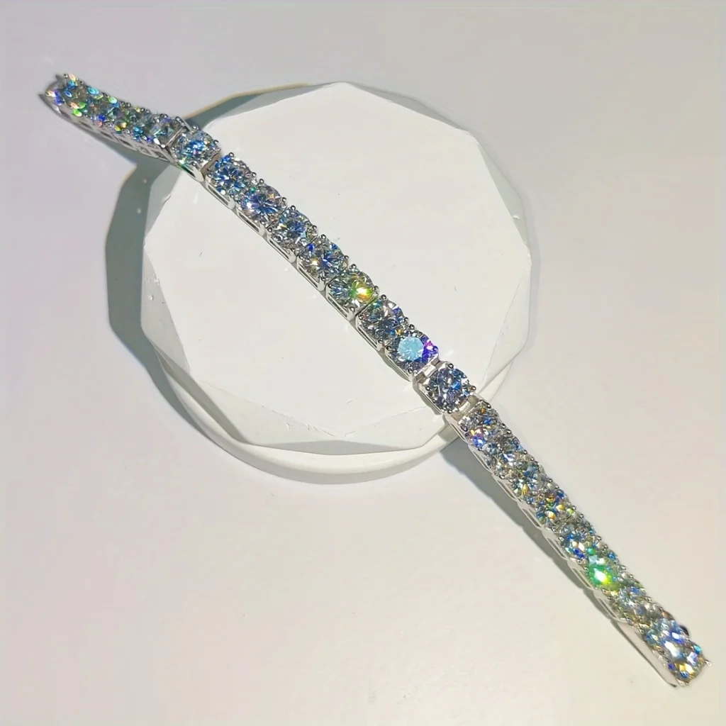 925 Silver Moissanite Tennis Bracelet – Elegant Sparkle for Every Occasion