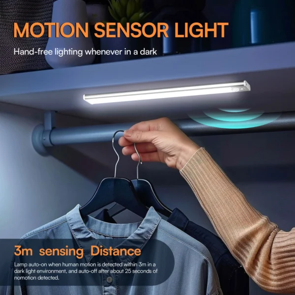 Wireless Motion Sensor Cabinet Lights – 34/54 LED Rechargeable, Dimmable & Magnetic, 3 Color Modes (2/4 Pack) - Image 3