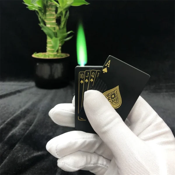 Ace Card Windproof Lighter | Refillable Butane Flame with Green/Red Fire | Stylish Gift for Men & Women - Image 2
