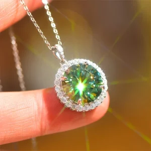 925 Silver 5Ct Moissanite Halo Pendant – Elegant Gift for Women