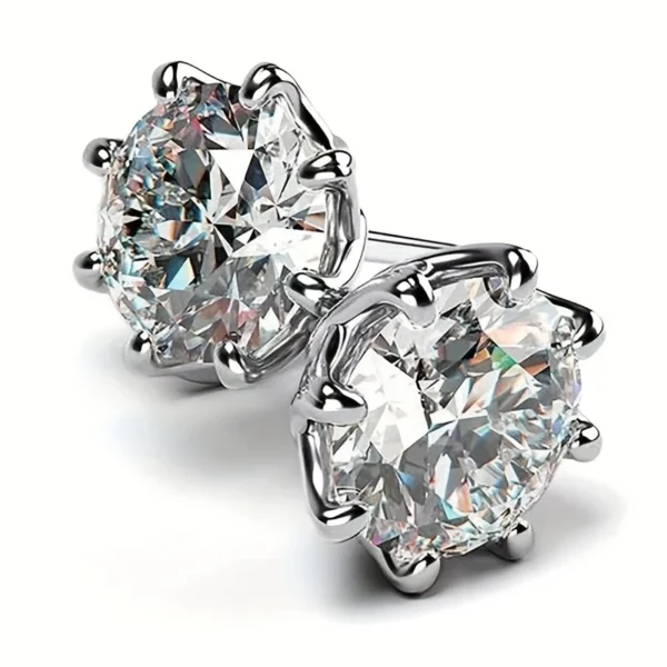 5ct Moissanite Stud Earrings – S925 Sterling Silver Gift for Him & Her