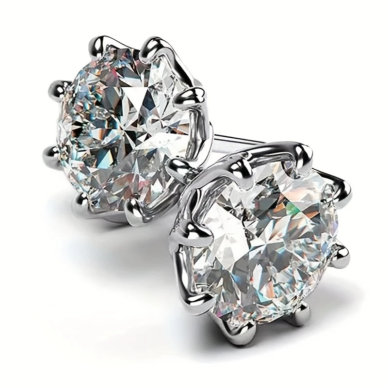 5ct Moissanite Stud Earrings – S925 Sterling Silver Gift for Him & Her