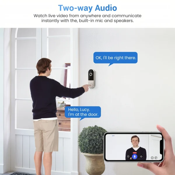 Smart Wi-Fi Video Doorbell with Night Vision & Two-Way Audio - Image 4