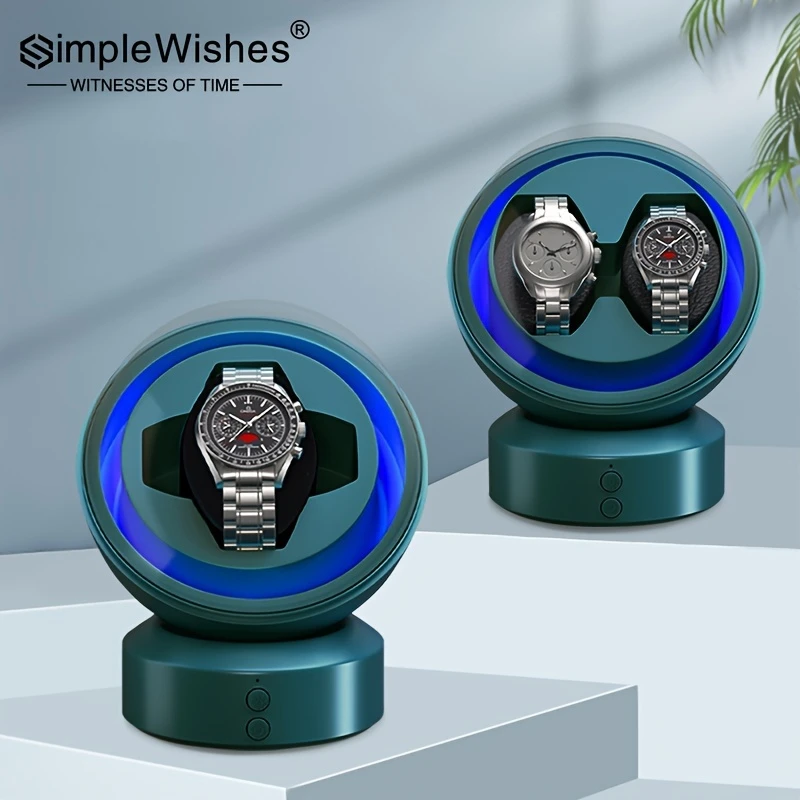 SimpleWishes Dual Watch Winder with LED & Quiet Motor – USB/Battery Powered