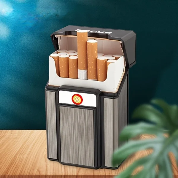 USB Rechargeable Flameless Cigarette Lighter Case - Image 4