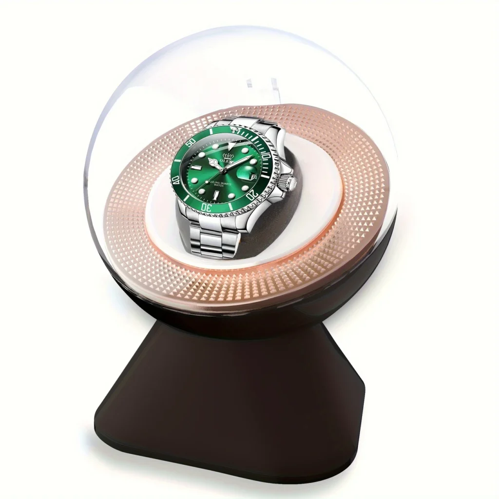 Ultra-Quiet Watch Winder with Dome Cover – Sleek Gift for Men & Women