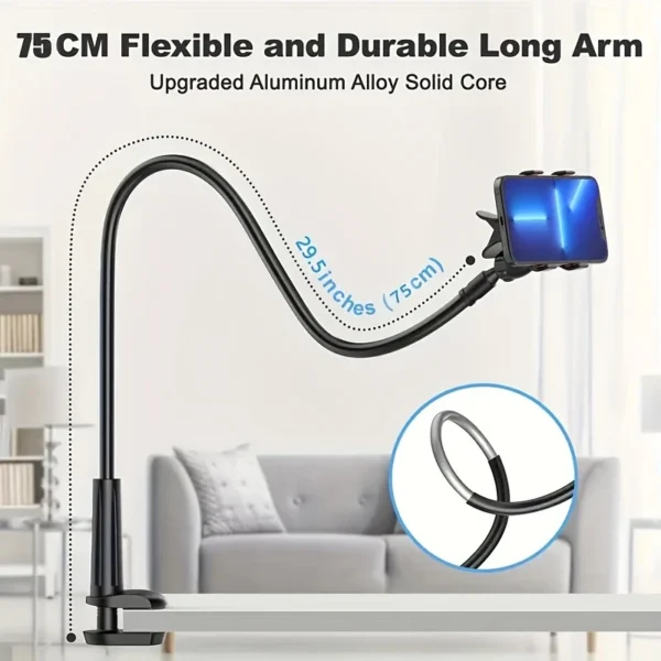 360° Rotating Lazy Phone & Tablet Holder | Adjustable Bedside Mount Stand for Hands-Free Viewing - Image 3