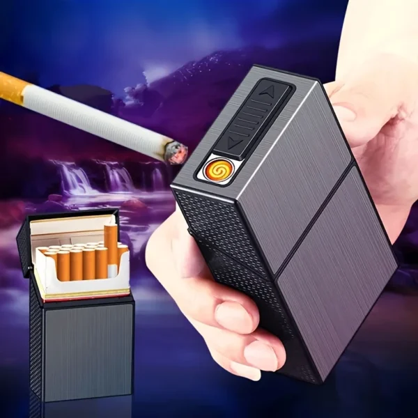 USB Rechargeable Flameless Cigarette Lighter Case - Image 3