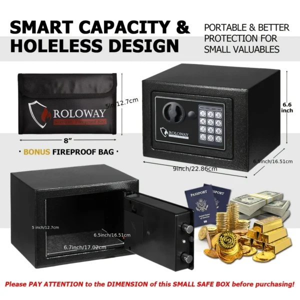 Fireproof Steel Safe Box with Digital Lock & Cash Bag | Home Security Safe - Image 5