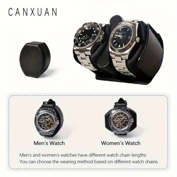 Canxuan Dual Automatic Watch Winder – Quiet Motor, LED Light, USB/Battery, Open-Lid Stop - Image 4