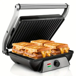 3-in-1 Electric Grill & Panini Press | 1400W Non-Stick Indoor Cooker with Timer