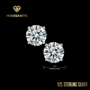Gorgeous Moissanite Stud Earrings | 2CT–6CT | 925 Sterling Silver