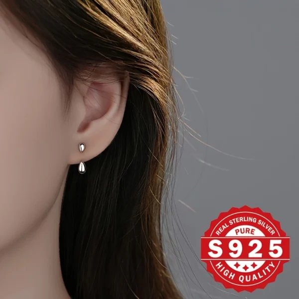 S925 Silver Teardrop Stud Earrings – Unisex, Hypoallergenic, 1.7g - Image 5