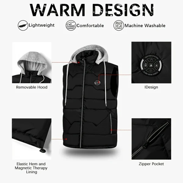 Heated Vest for Men | 6-Zone Rechargeable Winter Wear - Image 4