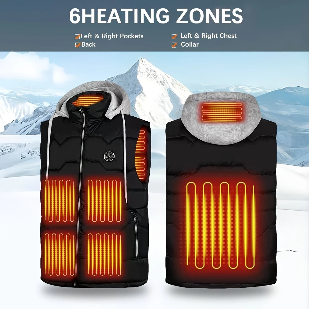 Heated Vest for Men | 6-Zone Rechargeable Winter Wear