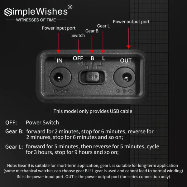 SimpleWishes 1-Slot Automatic Watch Winder – Silent Motor & Carbon Fiber Look - Image 4