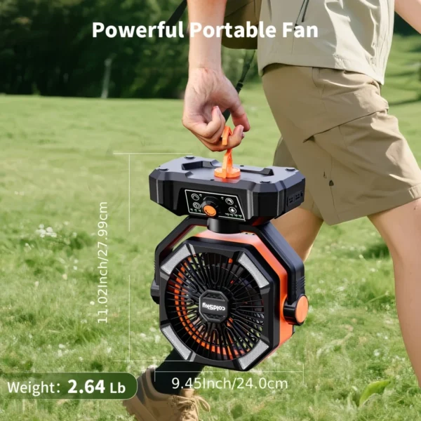 Portable Camping Fan with LED Lights & Remote | 20000mAh Battery - Image 4