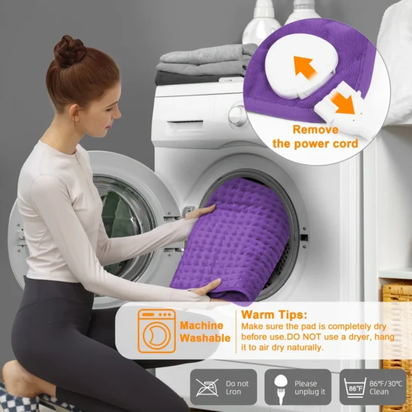 Extra Large Electric Heating Pad | 6 Heat Levels, Auto Shut-Off, Washable - Image 3