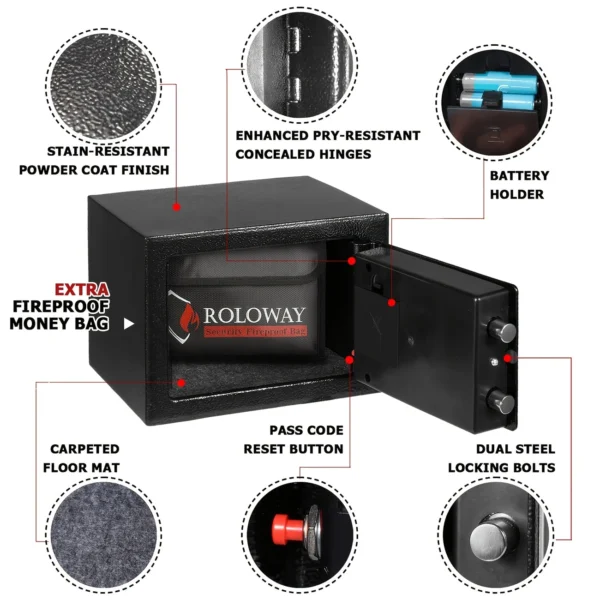 Fireproof Steel Safe Box with Digital Lock & Cash Bag | Home Security Safe - Image 3