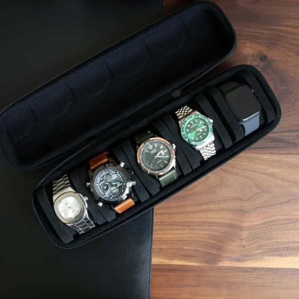 Waterproof 6-Slot Travel Watch Case – Zippered EVA Organizer - Image 3