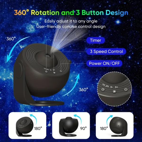 360° Galaxy Star Projector Lamp - Image 4
