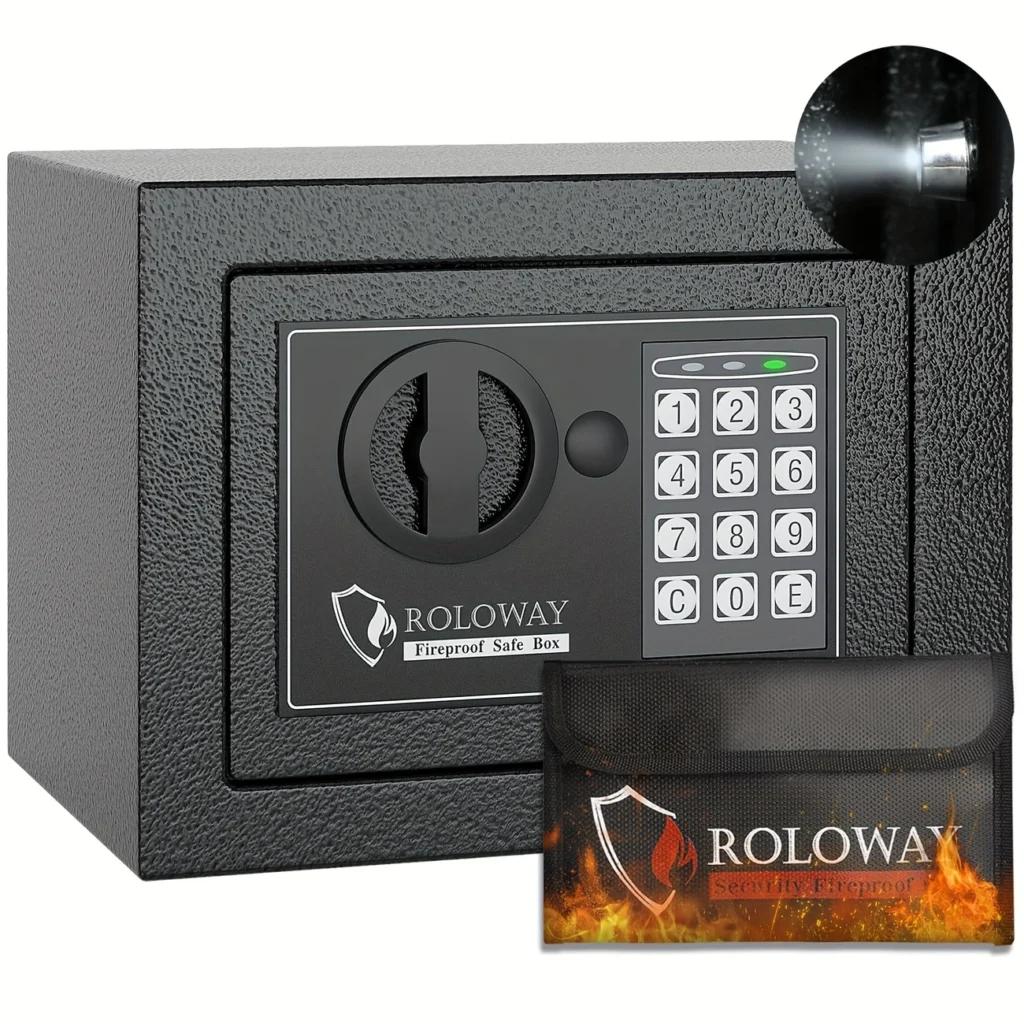 Fireproof Steel Safe Box with Digital Lock & Cash Bag | Home Security Safe