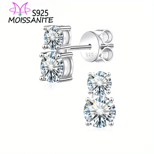 S925 Double Moissanite Stud Earrings – 1.5Ct×2 Elegant Daily & Gift Jewelry