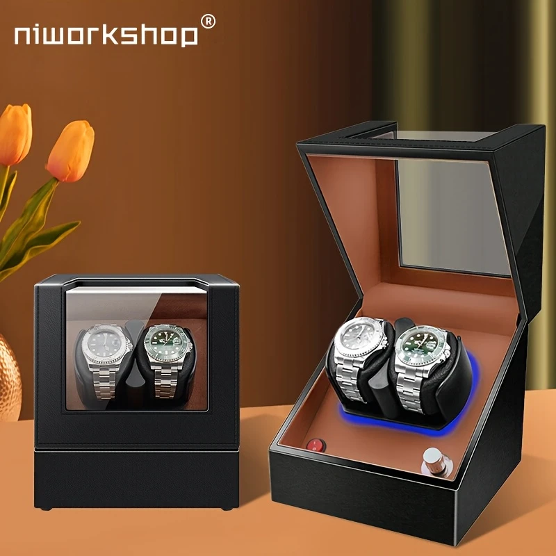 Niworkshop Dual Watch Winder – Quiet 2-Slot LED Display Case