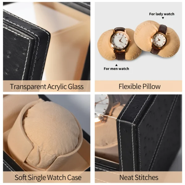 ZOEJOE 4-Mode Automatic Watch Winder – Faux Leather Display Case - Image 4