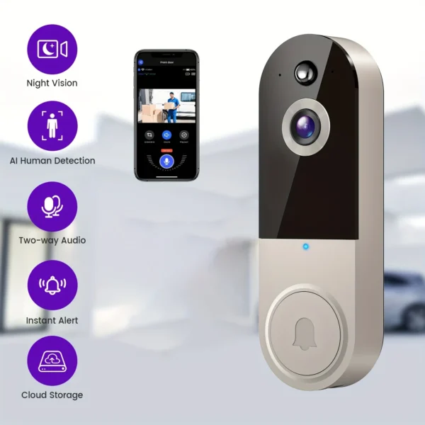 Smart Wi-Fi Video Doorbell with Night Vision & Two-Way Audio - Image 5