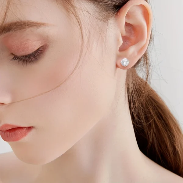 2ct Moissanite Stud Earrings – 925 Sterling Silver, Screw Back - Image 4