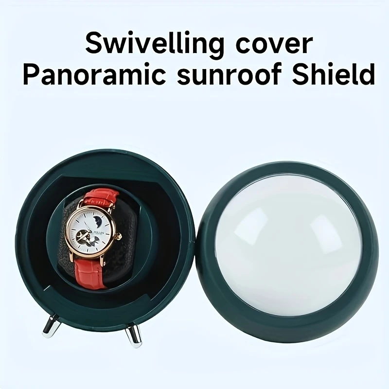 Silent Watch Winder with Panoramic Sunroof – USB/Battery Powered, Modern Orb Design