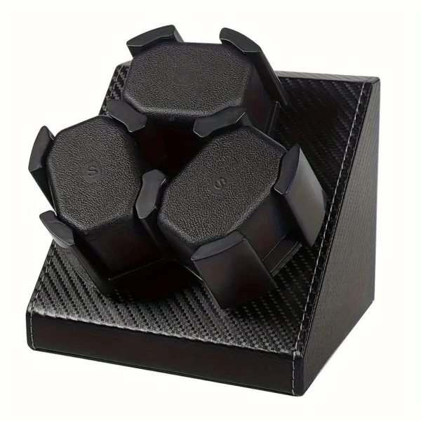 Triple Watch Winder with Quiet Motor & Leather Case – USB Powered - Image 3