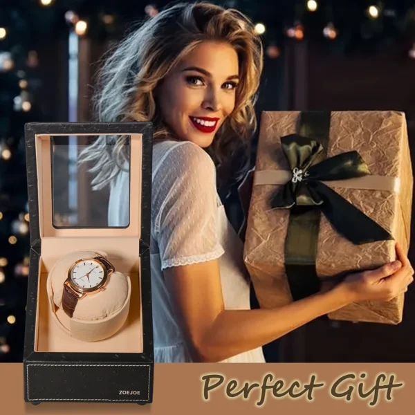 ZOEJOE 4-Mode Automatic Watch Winder – Faux Leather Display Case - Image 3