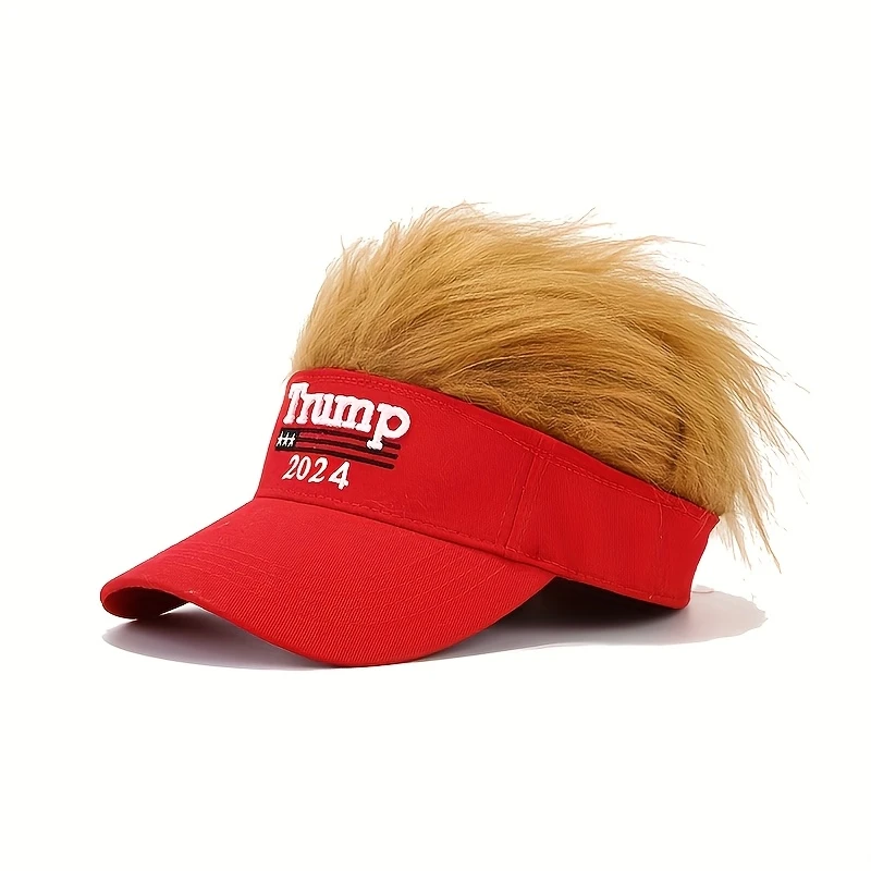 Trump 2024 Wig Cap – Funny MAGA Baseball Visor with Hair