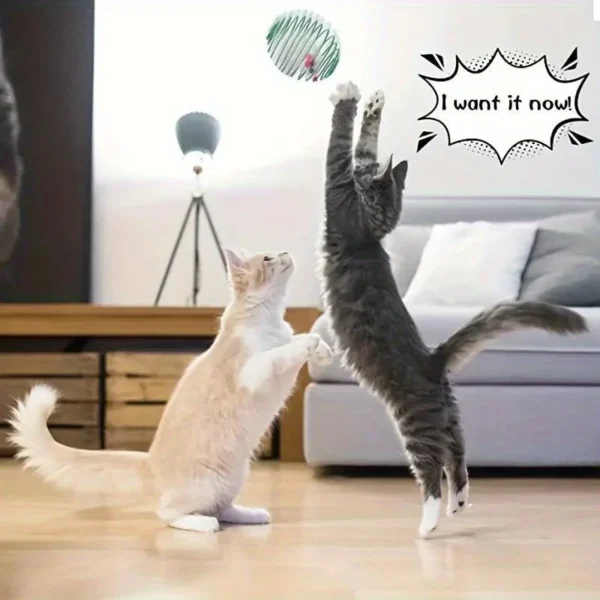 Rolling Wire Cage Cat Toy with Plush Mouse – Interactive Fun for Indoor Cats - Image 4