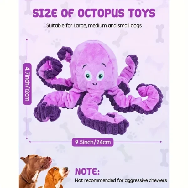 Plush Octopus Squeaky Dog Toy – Durable Chew Toy for All Breeds - Image 4