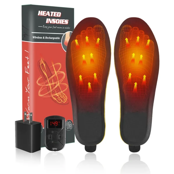 Rechargeable Heated Insoles – Wireless Foot Warmers with Remote Control for Winter Comfort