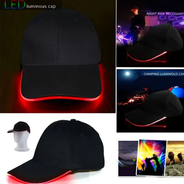 LED Red Light Baseball Cap – Glow in the Dark Hat - Image 3