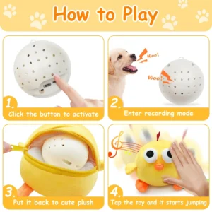 Rechargeable Squeaky Chicken Dog Toy – Music, Voice Recording & Motion-Activated Fun
