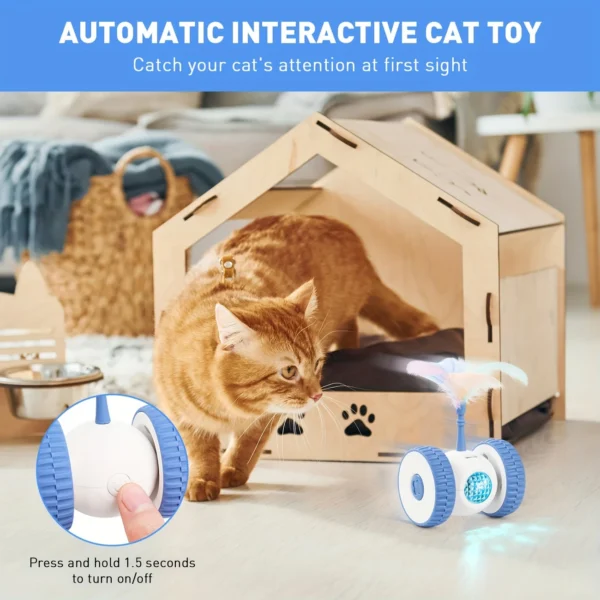 USB Rechargeable Cat Toy with Feather Wand & Lights – Smart Sensing for Indoor Cats - Image 4