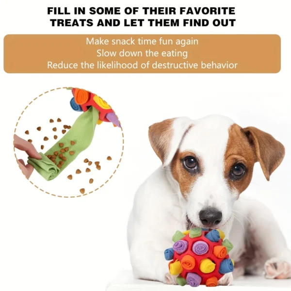 Interactive Snuffle Ball for Dogs – Colorful Puzzle Toy with Treat Pockets - Image 4