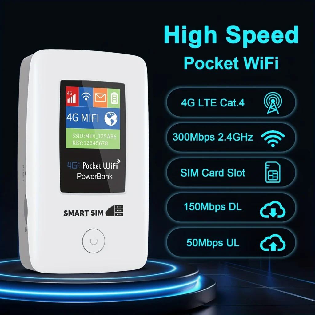 4G LTE Mobile WiFi Hotspot – 6000mAh PowerBank, Travel Router