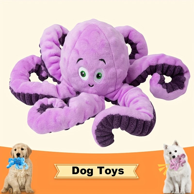 Plush Octopus Squeaky Dog Toy – Durable Chew Toy for All Breeds