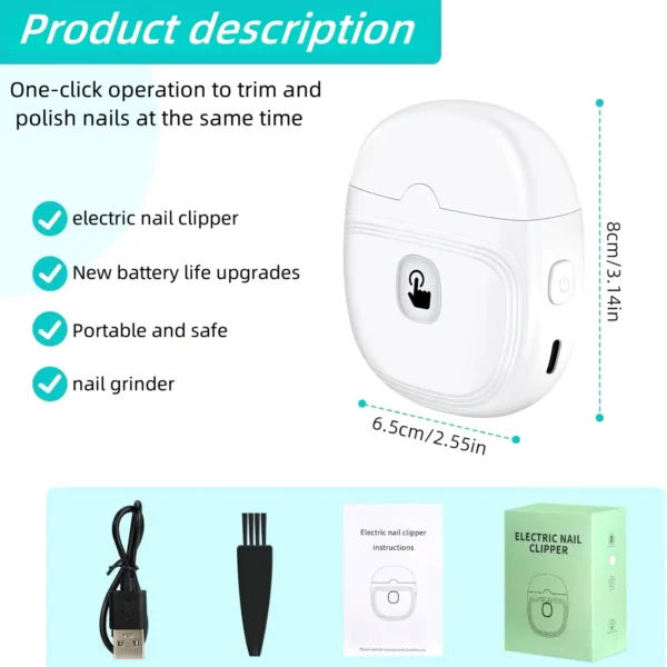 Electric Nail Clipper – Auto Trim, LED Light, Compact Grooming Tool - Image 3